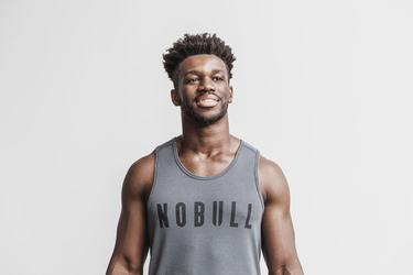 Nobull Men's Tank Tops Dark Grey | Australia (QP6972)